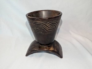 Decorative Small Brown Planter on Curved Stand