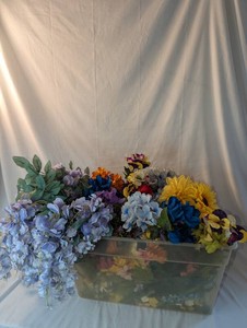 Tote of Assorted Artificial Flowers