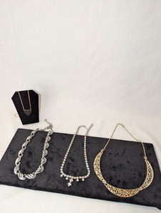 Vintage Jewelry Necklace Lot  Silver-tone and Gold-tone, Rhinestone Choker