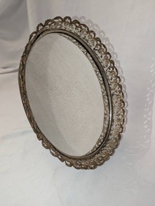 Vintage Ornate Oval Tabletop Vanity Mirror