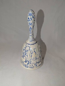 Vintage Nativity Blue and White Ceramic Decorative Bell