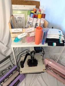Complete Starter Kit Vinyl Cutting & Heat Press Bundle  Pink Silhouette Cameo Cutter, Heat Press, Tumbler Press  T-shirts, Cups, Keychains, Vinyl Rolls (MSRP OVER $1,200)