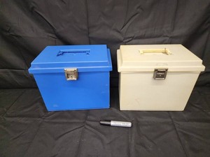 Plastic File Storage Boxes With Clasp Closures (Lot of 2)