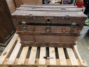 Vintage Steamer Trunk With Metal Hardware