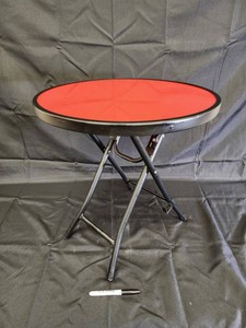 Round Red Folding Stool With Metal Frame