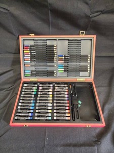 Assorted Colored Pencils & Oil Pastels in Carrying Case