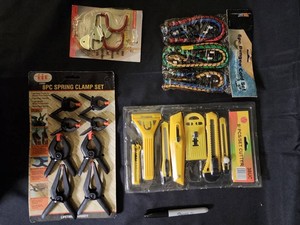 Mixed Lot Spring Clamps, Bungee Cords, Cutters & Utility Hooks