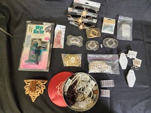 Mixed Lot Jewelry, Beads, Belt Buckles & Craft Accessories