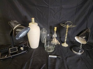 Mixed Lot - Table Lamps, Glassware, Decor & Desk Accessories