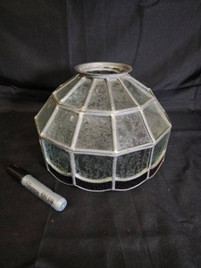 Geometric Stained Glass Lampshade With Amber and Red Accents