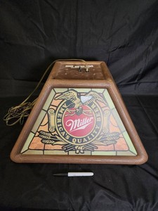 Vintage Miller Beer Triangular Hanging Light