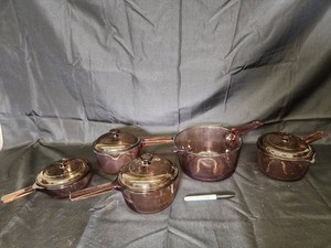 Vintage Pyrex Visions Amber Glass Cookware Set (Lot of 5)