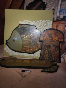 103 - Mixed Media Fish Wall Art Set (Lot of 4)