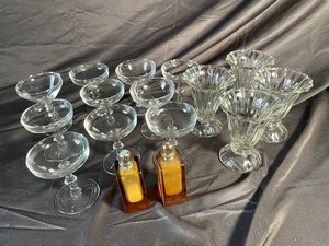 274 - Mixed Lot of Crystal Stemware & Amber Perfume Bottles (Lot of 12)