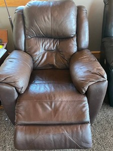 123 - Brown Leather Power Recliner Chair