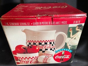 445 - Coca-Cola Diner 7-Piece Stoneware Serving Set in Box