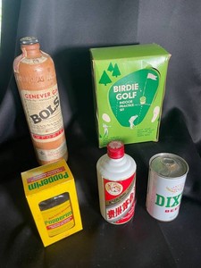 597 - Mixed Lot of 5 Vintage unopened Bottles, Can & Birdie Golf Indoor Practice Set