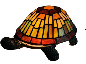 Stained Glass Turtle Lamp - Geometric Shell