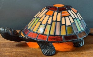 Stained Glass Turtle Lamp - Geometric Shell
