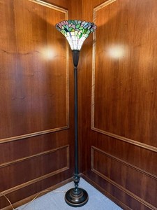 Stained Glass Floor Lamp - Floral Shade Bronze-Tone