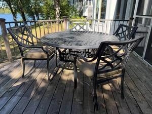Patio Dining Set - Metal Table & 4 Chairs