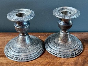 Vintage Weighted Sterling Silver Candle Holders - Pair