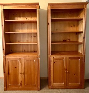 LL - Bookcase Pair - Matching Wood Shelving Cabinets