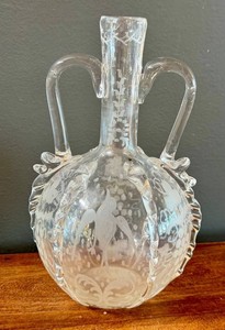 Antique Dutch Glass Jug - Blown Two-Handled Ewer