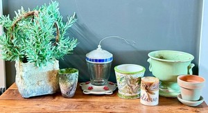 DR - Home Decor Mixed Lot - Faux Plant, Planters & Candle Holders