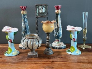 DR - Candle Holder Mixed Lot - Assorted Ceramic, Metal & Glass