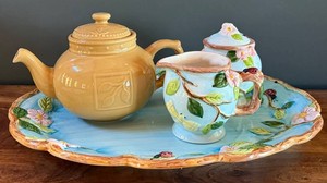 Ceramic Tea Service - Sorrento Teapot, Creamer, Sugar & Tray
