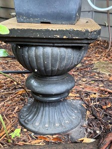 Concrete Pedestal Planter Urn - Fluted Cement Garden Decor