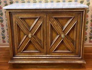 Wood Cabinet - Marble-Top Two-Door Accent Cabinet