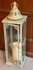 AR - Lantern Candle Holder - Decorative Metal Glass-Panel Design