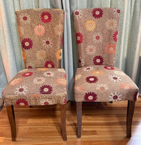 K - Accent Dining Chairs - Floral Upholstered Pair (Lot of 2)