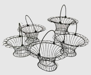 LLB - Wire Fruit Baskets - French-Style Metal Gathering Set (Lot of 5)