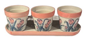 LLB - Three Ceramic Pots with Base