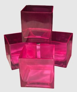 LLB - Set of Four Pink Square Vases