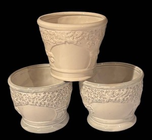 LLB - Trio of Ceramic Floral Planter Pots