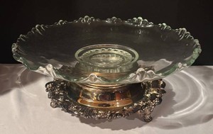 LLS1 - Vintage Raised Glass Serving Platter with Ornate Pedestal