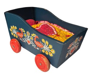 LLS1 - Vintage Haba Rosemaling Style Doll Cradle
