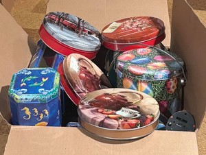 LLS1 - Box of Decorative Tin Containers