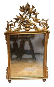 LLBR - Vintage Ornate Framed Wall Mirror with Foliate Crest