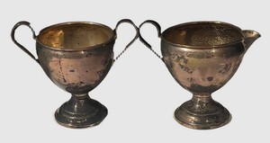 LLS2 - Vintage Sterling Silver Weighted Creamer & Sugar Dish