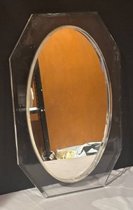 LLB - Vintage Lucite Framed Oval Vanity Tray