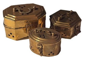 LLB - Three Vintage Brass Trinket Boxes