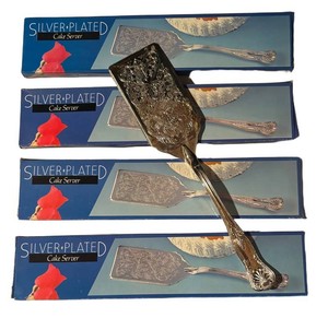 LLS3 - Four Ornate Silver Plated Cake Servers