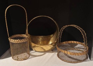 LLS3 - Trio of Decorative Gold-Tone Metal Baskets