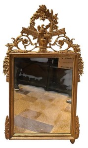 LLBR - Vintage Ornate Gilt-Tone Eagle Crest Wall Mirror
