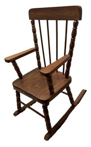 LLBR - Vintage Childrens Rocking Chair with Turned Wood Spindle Back